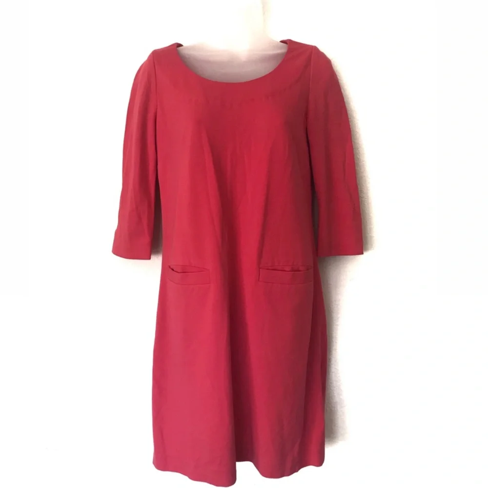 KATE SPADE Coral Pink Shift Mini Dress Size XS Short Sleeve Pockets